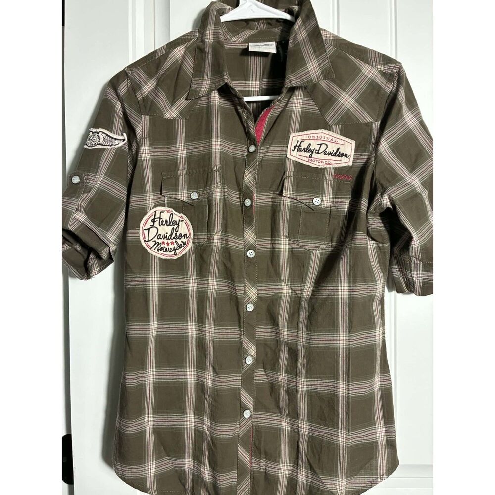 Harley-Davidson Short Sleeve Plaid Small Shirt